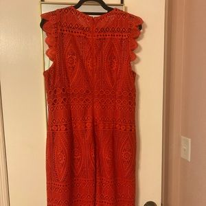 Antonio Melani dress, new with tags. Vibrant red with lace overlay. Size 14.